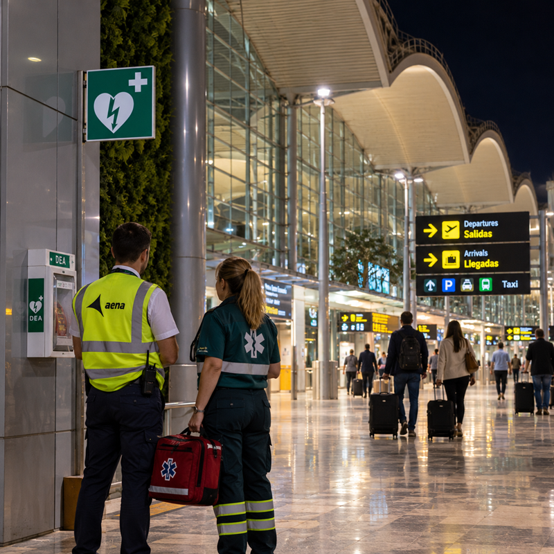 Afbeelding over de medische nachtdienst op Alicante Airport en de beschikbaarheid van medische hulp tijdens de nacht