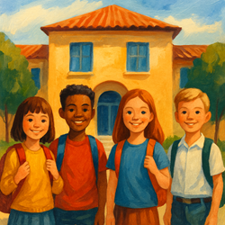 Ouders wachten bij basisschool in Benejúzar