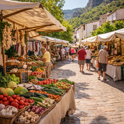 Kleine dorpsmarkt in Planes aan Carrer Bisbe Rafael Sanus