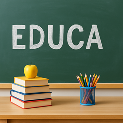 School in Elda met leerlingen op schoolplein