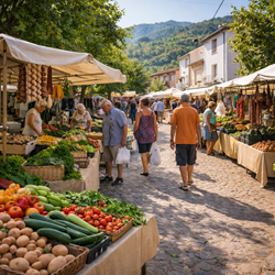 Dorpsmarkt in Torremanzanas op Avenida de España