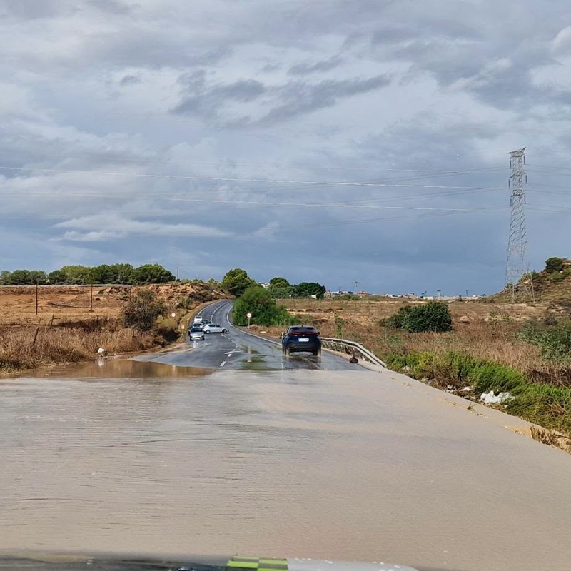 Wateroverlast door zware regen in de Vega Baja in Alicante