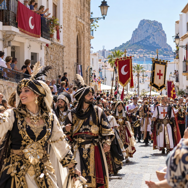Moren en Christenen tijdens de jubileumfeesten in Calpe